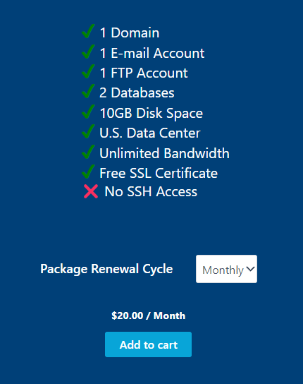 6 month package selected